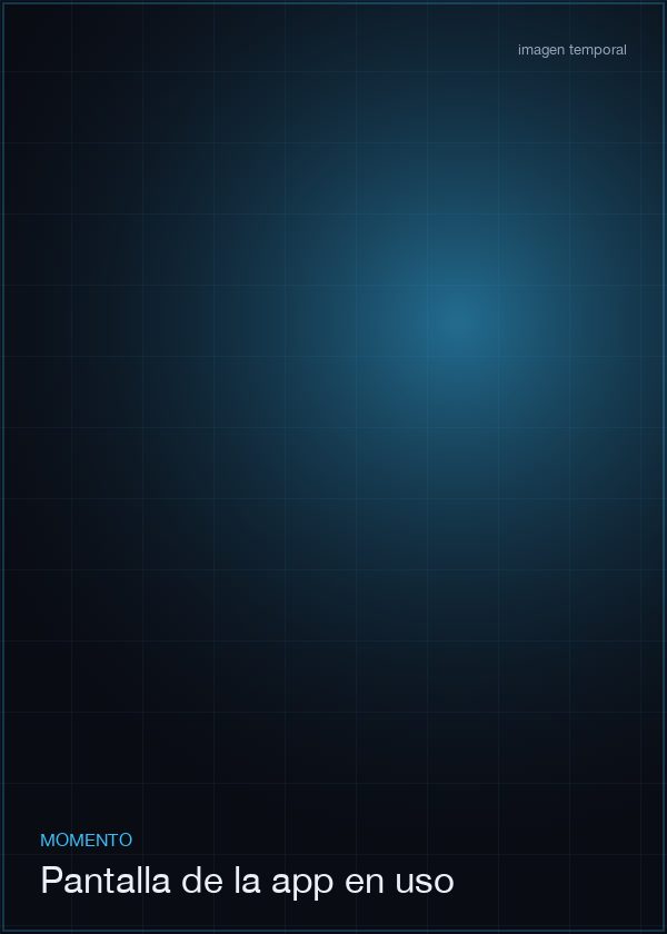 Pantalla de la app en uso